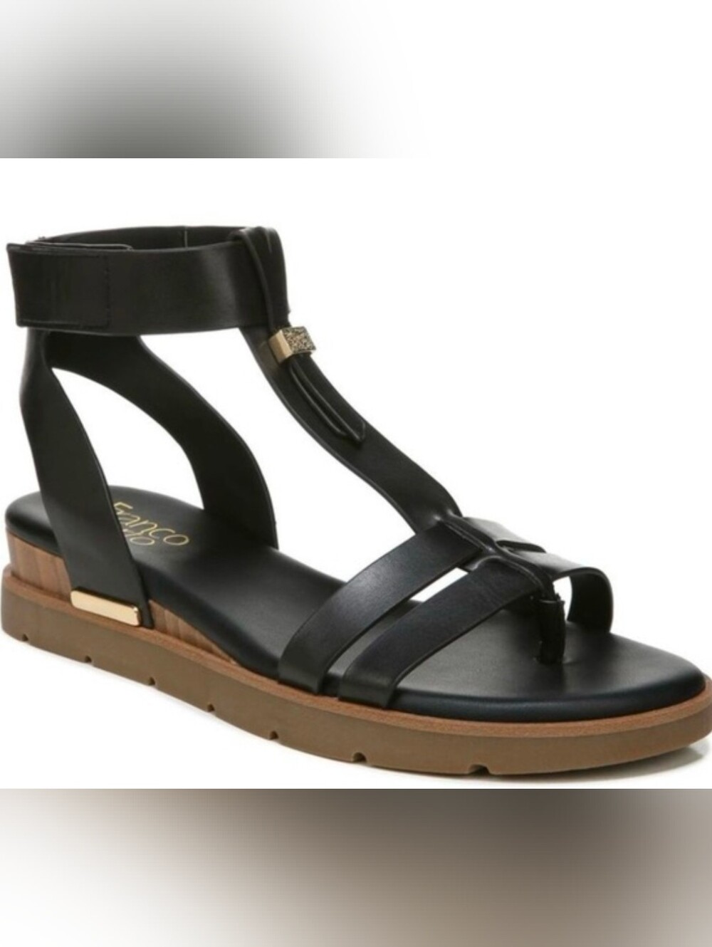 Franco Sarto Black Platform Strappy Sandals